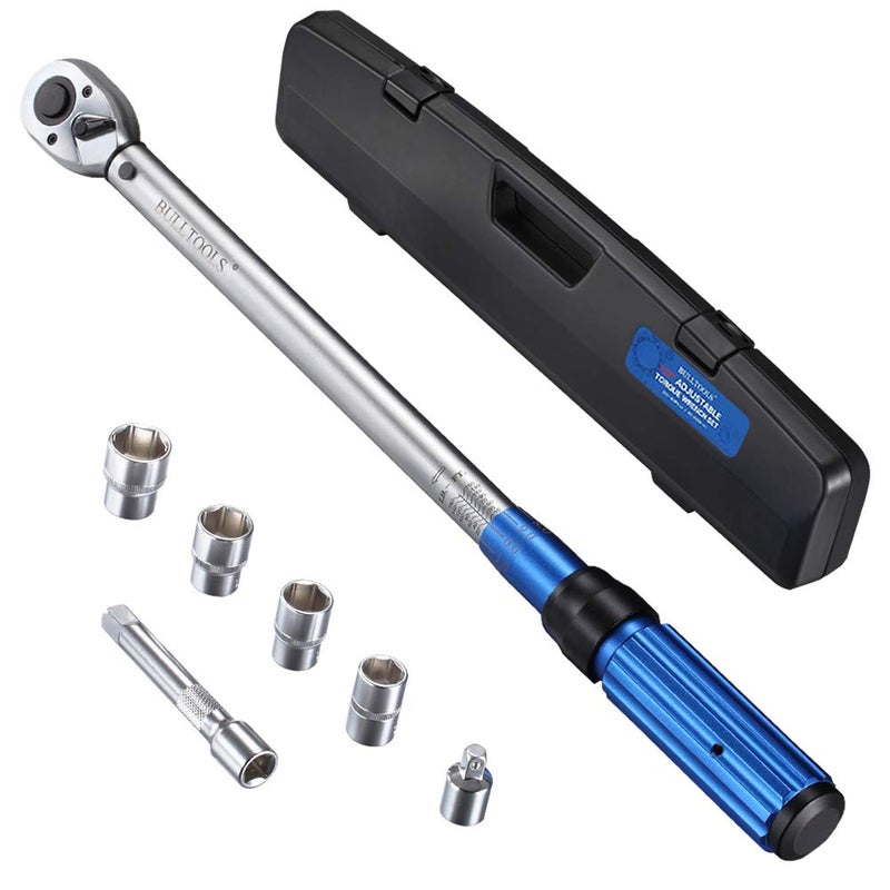 BULLTOOLS 1/2-inch Drive Click Torque Wrench Set Dual-Direction Adjustable 90-tooth Torque Wrench with Buckleï¼ˆ10-160ft.lb / 10-220Nmï¼‰ - Image 1
